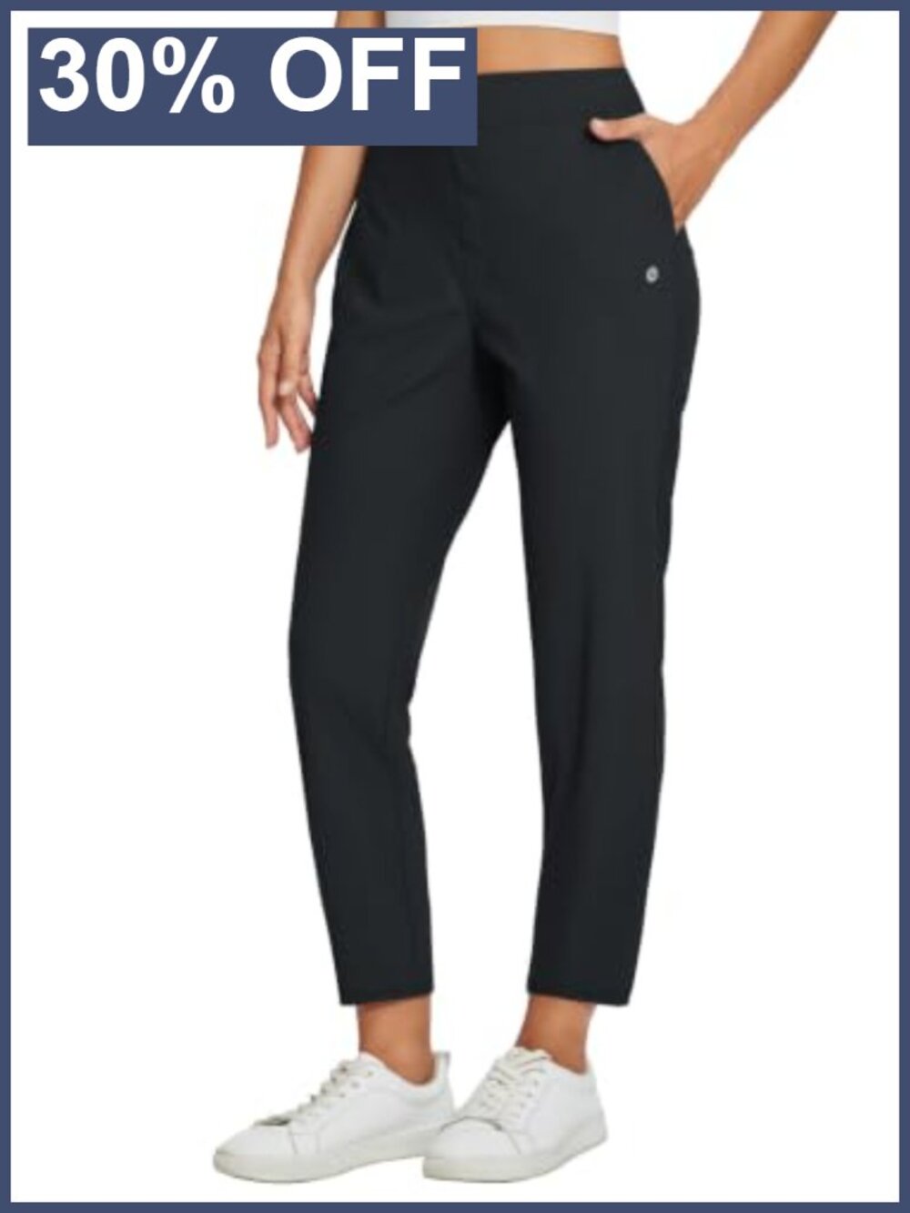 baleaf Women's Golf Pants Lightweight Stretch Zip Pockets 7/8 Ankle Travel